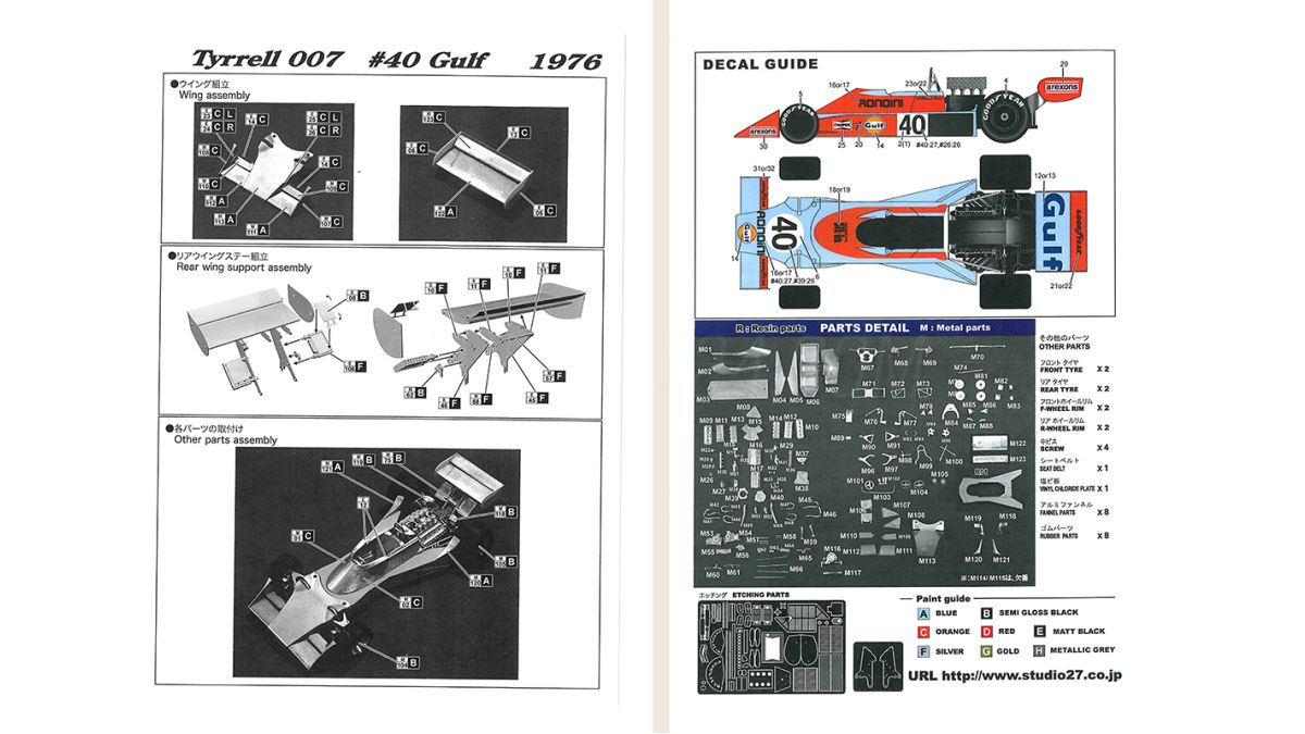 スタジオ27 1/ 20 ティレル007 #40 Gulf 1976(ST27-FK20306) 返品種別B