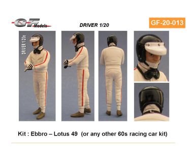 Diver figure for example Ebbro Lotus 49 or any other 60s racing car kit 1/20 - GF Models - GF-20-013