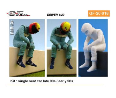 Driver Figure sitting for racing cars late 80s / early 90s 1/20  - GF Models - 20-018