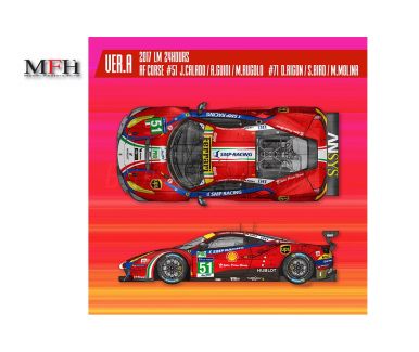 Ferrari 488 GTE Le Mans 2017 #51 #71 1/24 - Model Factory Hiro - MFH-K629
