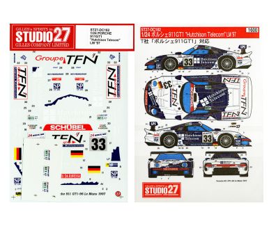 Porsche 911 GT1 "Hutchinson Telecom" Le Mans 24 Hours 1997 1/24 Decal - Studio27 - DC182