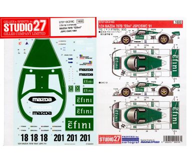 Mazda 787B "Efini" JSPC/SWC 1991 1/24 Decal - Studio27 - DC216