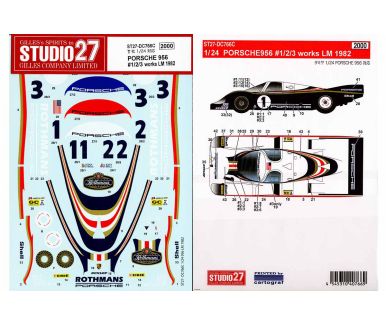 Porsche 956 Long Tail "Rothmans-Works" Le Mans 24 Hours 1982 1/24 Decal - Studio27 - DC766