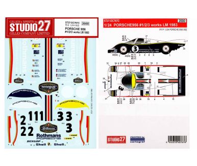 Porsche 956 "Works" Le Mans 24 Hours 1983 1/24 Decal - Studio27 DC767