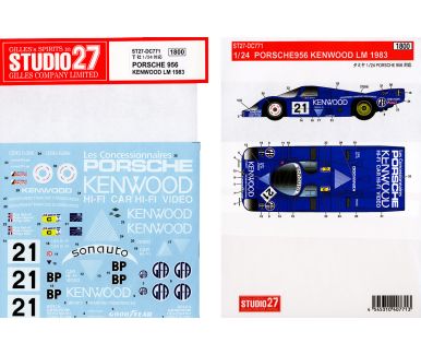 Porsche 956 Long Tail "Kenwood Kremer" Le Mans 24 Hours 1983 1/24 Decal - Studio27 - DC771