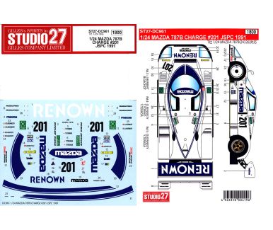 Mazda 787B #201 "Charge" All Japan Sports Prototype Championship 1991 1/24 Decal - Studio27 - DC961