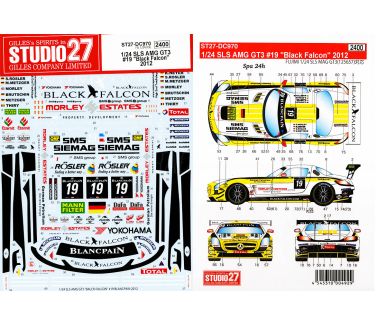 Mercedes SLS AMG GT3 #19 "Black Falcon" Blancpain Endurance Series 2012 1/24 Decal - Studio27 - DC970