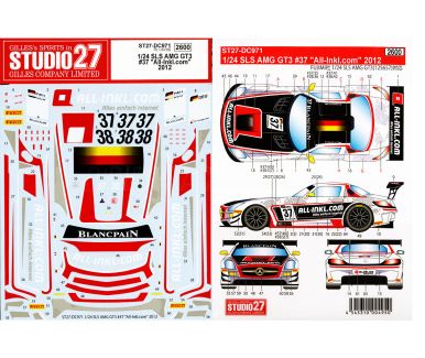 Mercedes SLS AMG GT3 "All-Incl.com" FIA GT1 World Championship 2012 1/24 Decal - Studio27 - DC971